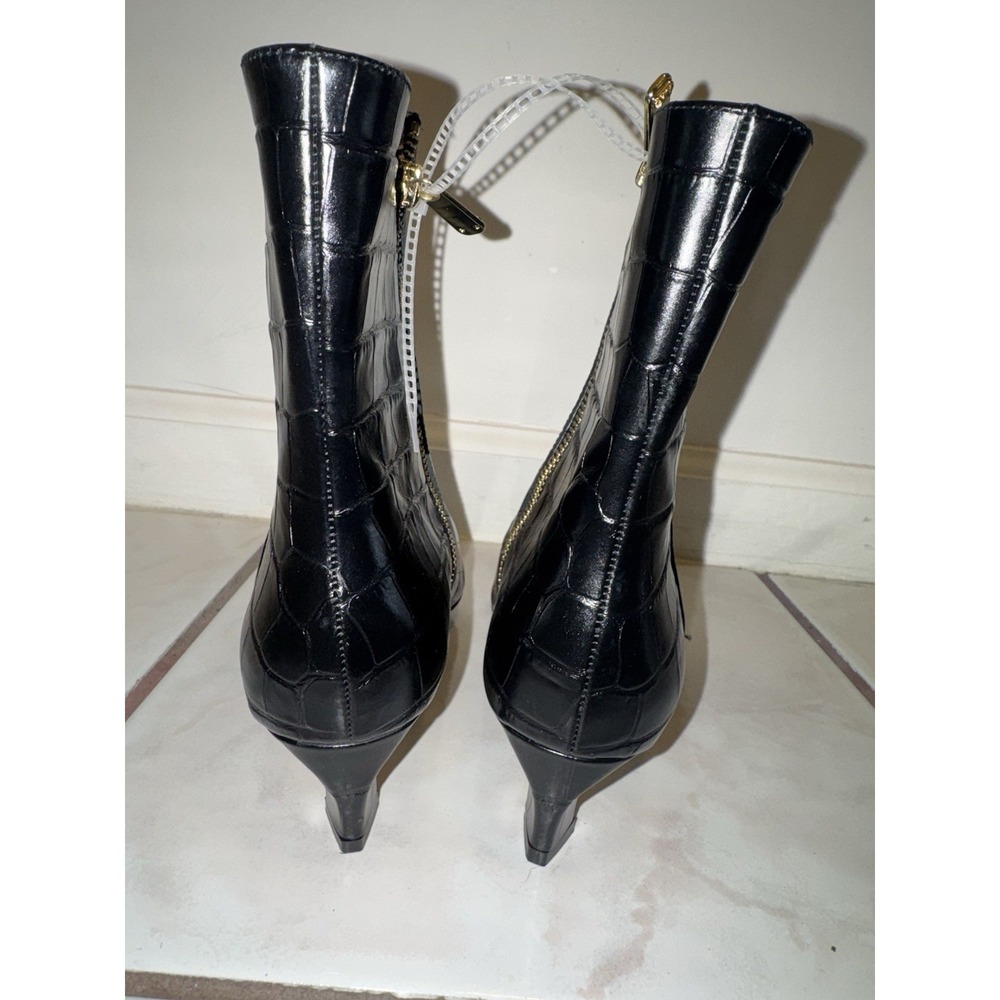 NWOB Michael Kors Cosmo Croc Embossed Kitten Leather Boots Womens 6.5 Black - Picture 8 of 13